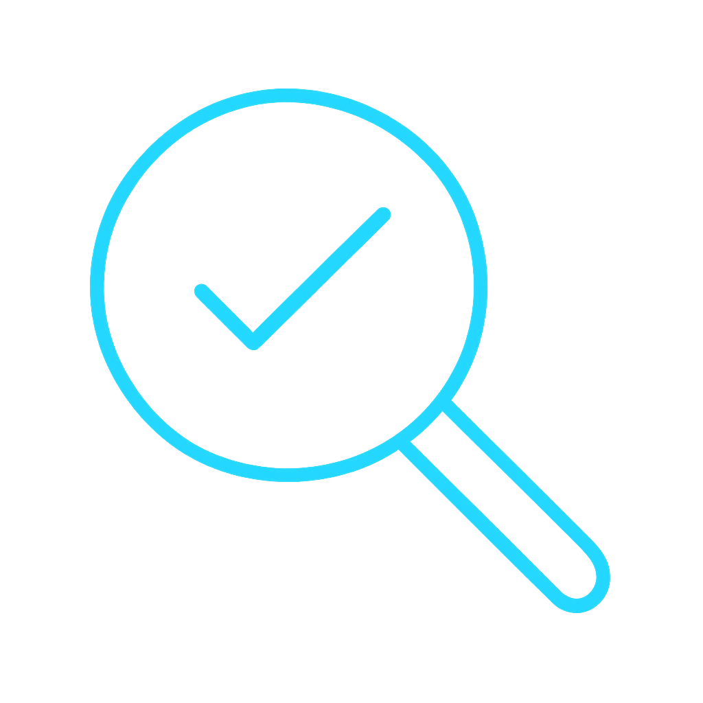 Magnifying glass with checkmark icon